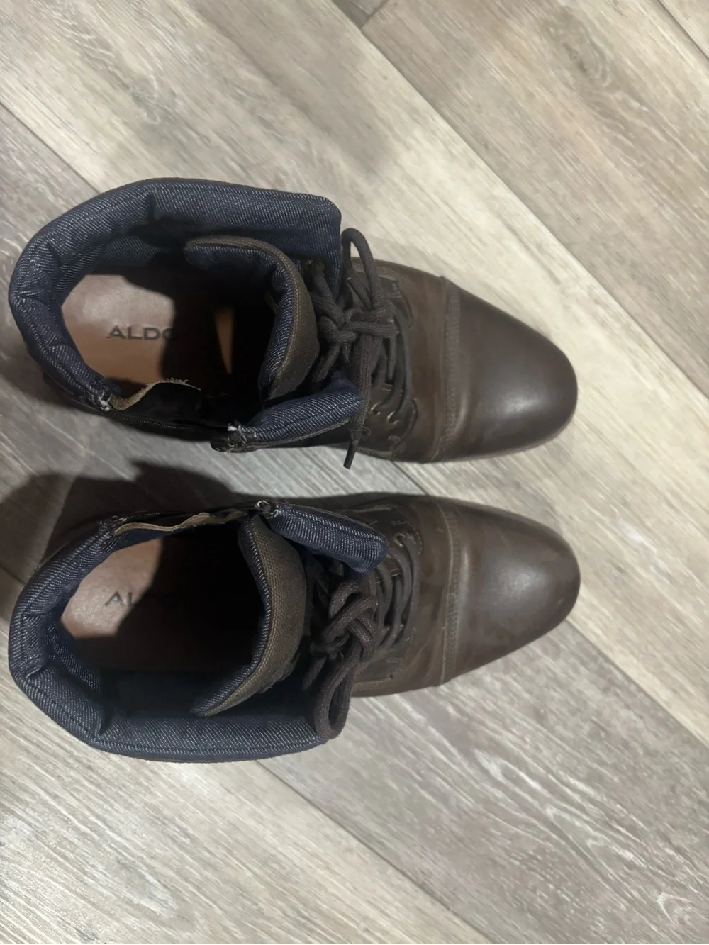 Aldo Men's Dark Brown Leather Lace-Up Boots